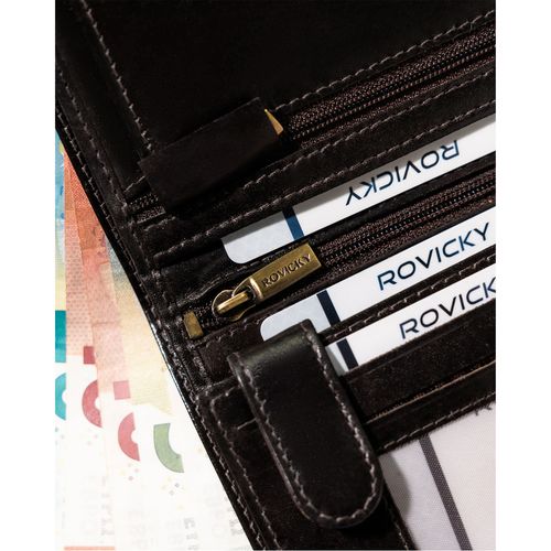 minimalistyczny portfel męski skórzany z portmonetką na suwak - rovicky na Arena.pl