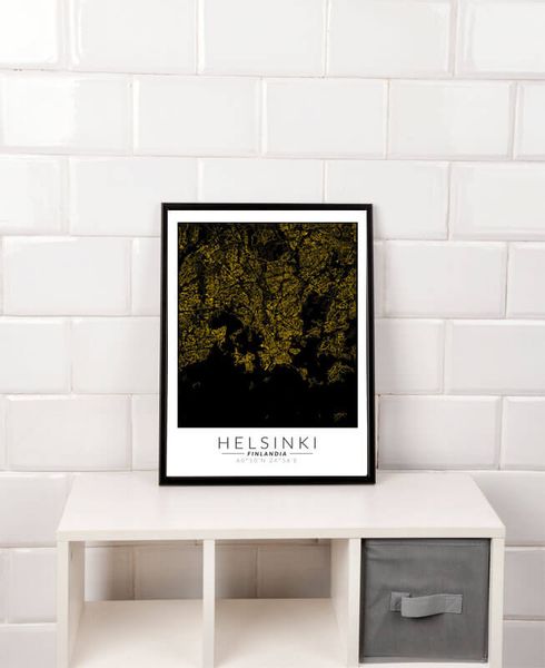 Helsinki złota mapa - plakat 60x80 cm zdjęcie 2