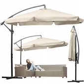 PARASOL OGRODOWY Z WYSIĘGNIKIEM SKŁADANY REGULACJA WYSOKOŚCI BEŻOWY 350cm