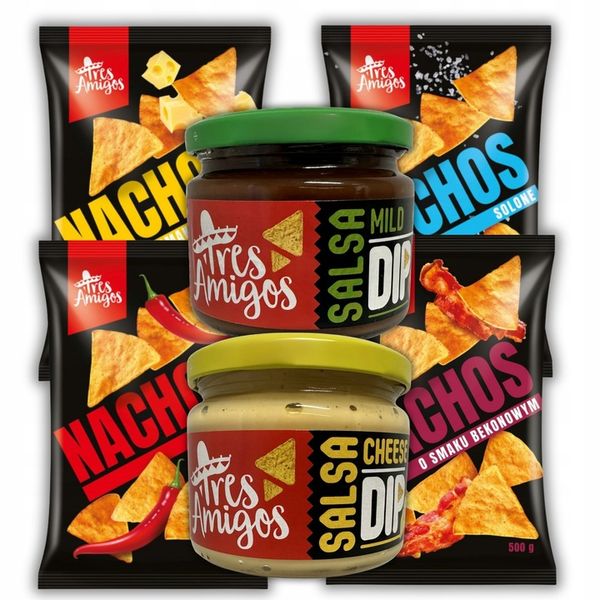 NACHOSY SEROWE BEKONOWE SOLONE PAPRYKOWE SALSA DIP SOS SEROWY POMIDOROWY zdjęcie 1