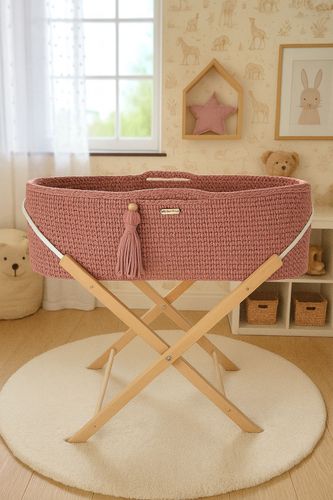 Kosz Mojżesza BOHO Handmade ze stojakiem blush na Arena.pl
