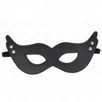 kink skorzana maska z nitami model 1 czarna 26x8 cm