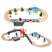 DREWNIANA KOLEJKA POCIĄG NA BATERIE TOR TORY ZESTAW AUTO DLA DZIECI XL 3,2M
