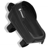 Sakwa rowerowa na ramę z uchwytem na telefon, saszetka rowerowa wodoodporna, czarna