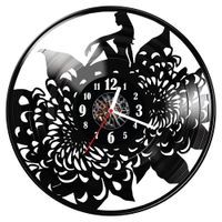 Zegar ścienny z płyty winylowej Kobieta i kwiaty 381.14