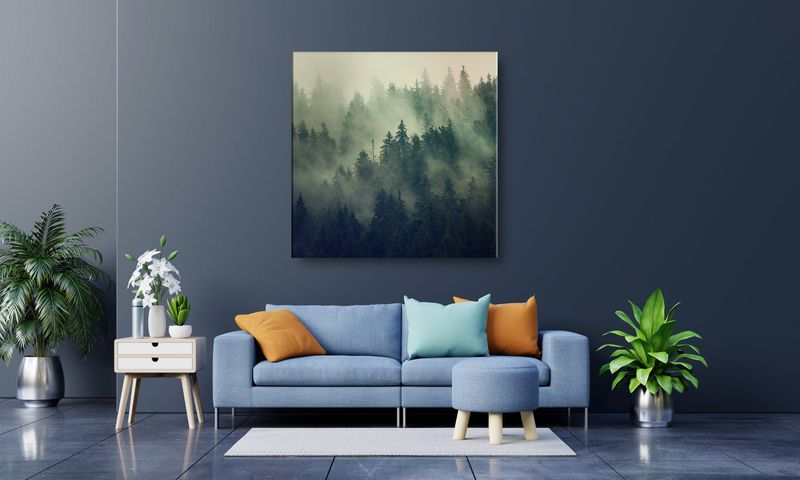 OBRAZ NA PŁÓTNIE 027 Gęsty las 70x70cm zdjęcie 4