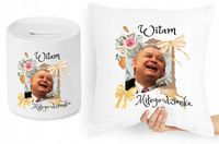 Jarosław Kaczyński Zestaw Poduszka + Skarbonka Z Nadrukiem Ze Zdjęciem