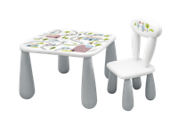 MALTEX SET LUNA TOWN Stolik dla dzieci + krzesełko biały/szary