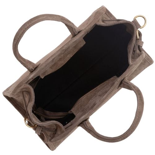 VERA PELLE torebka damska zamszowa klasyczna mała z paskiem V696 taupe na Arena.pl