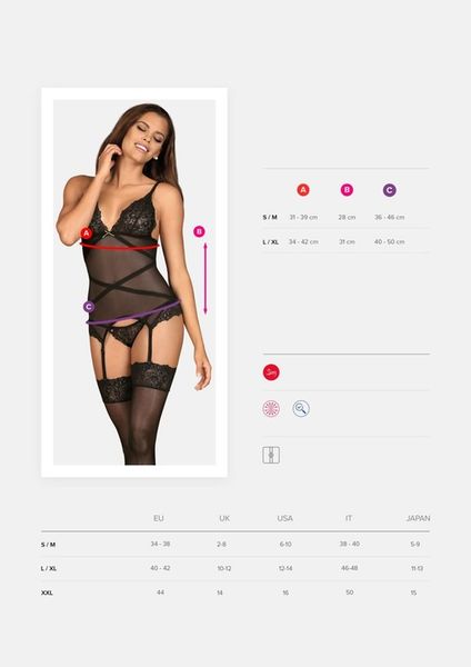 Obsessive Bondea Gorset i Stringi Czarny S/M zdjęcie 8