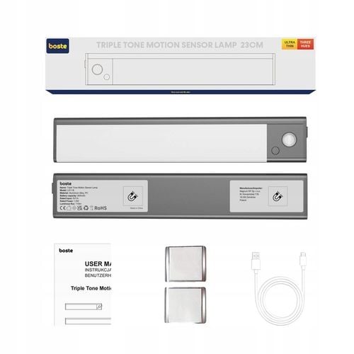 BOSTE LAMPKA LED NOCNA Z CZUJNIKIEM RUCHU I ZMIERZCHU MAGNETYCZNA AUTO na Arena.pl