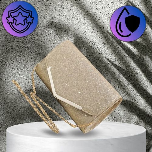 Wieczorowa Złota Torebka Elegancka Kopertówka Wizytowa Błyszcząca Retro na Arena.pl