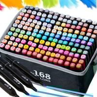 MARKERY ALKOHOLOWE 168 SZT DWUSTRONNE FLAMASTRY ZESTAW TORBA + PODSTAWKA