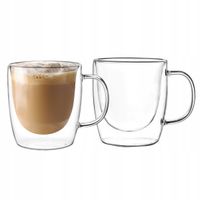 2X Szklanki termiczne FLORINA Malachit 400ml z uchem 2szt Podwójne Ścianki