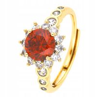Pierścionek pozłacany Cyrkonia Czerwona Stal chirurgiczna r.16 - 20
