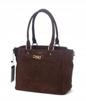 Flora&Co Paris Piekna czekoladowa zamszowa torebka kuferek Rączki + pasek