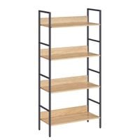 Regał dąb sonoma czarny 4 półki 60x28x124 cm loftowy do salonu i biura