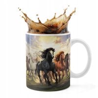 KUBEK CERAMICZNY 330ML DRUK - KOŃ KONIE JAZDA KONNA HOBBY HORSE
