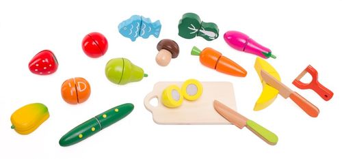 Drewniane Warzywa Owoce do Krojenia Zestaw na Rzep 17 elementów na Arena.pl