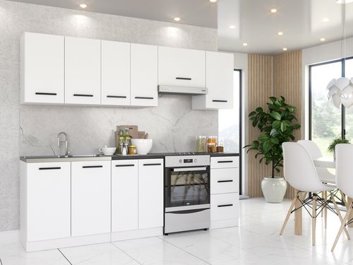 Meble Kuchenne Pojemna Mała Blat Mokka 2.4m Biała Biały Mat San Sebastian na Arena.pl