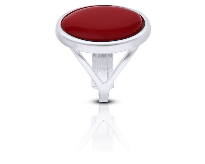 Pierścionek srebrny regulowany z czerwonym koralem pr.925 zdjęcie 2