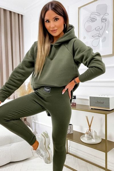 Bluza z kapturem oversize STAY HERE khaki zdjęcie 5