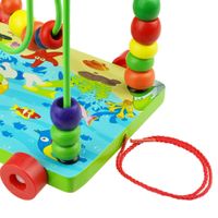 Edukacyjny drewniany labirynt przeplatanka sorter kółka