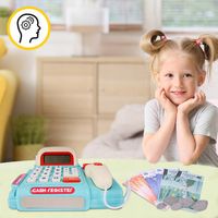 KASA SKLEPOWA FISKALNA DLA DZIECI SKANER DŹWIĘK KALKULATOR AKCESORIA