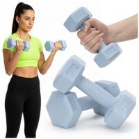Ciężarki 2x1kg hexagonalne do ćwiczeń fitness hantle zestaw 2 szt. jasno niebieskie