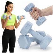 Ciężarki 2x1kg hexagonalne do ćwiczeń fitness hantle zestaw 2 szt. jasno niebieskie