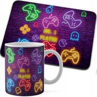 ZESTAW KUBEK + PODKŁADKA DRUK - GAMER GAMEPAD GAMBLING GRY