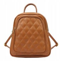 Torebka plecak skórzany pikowany miejski elegancki LUKA karmel camel-1