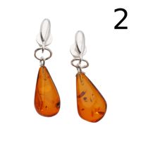Kolczyki wiszące sztyfty - koniakowy Bursztyn krople i srebro 2