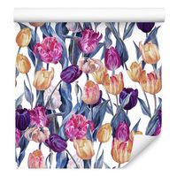 Tapeta do salonu kolorowe tulipany kwiaty natura