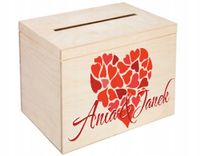 nadruk uv Pudełko na koperty drewniana skrzynka personalizowana + imiona
