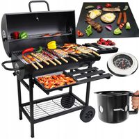 DUŻY GRILL OGRODOWY WĘGLOWY POPIELNIK TERMOMETR BECZKA PRIMAVEO 2PÓŁKI MATA