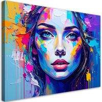 Obraz nowoczesny do salonu sypialni, Kolorowy Portret Twarz 45x30