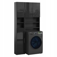 Zestaw Łazienkowy Słupek Regał Nad Pralkę Ariel Melody Czarny Połysk