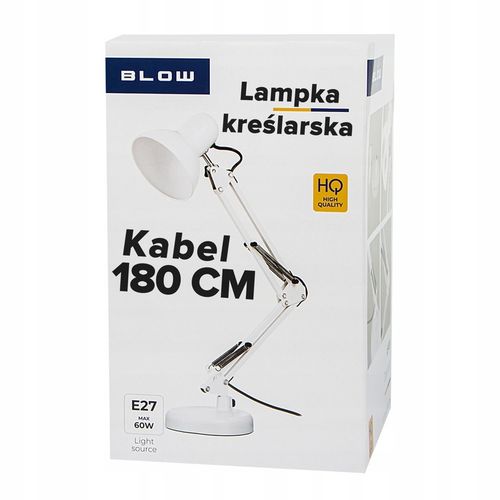 LAMPKA NOCNA KREŚLARSKA NA BIURKO BIURKOWA DO CZYTANIA KABEL 180CM E27 na Arena.pl