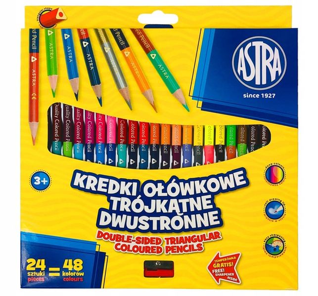 Kredki ołówkowe ASTRA dwustronne 24=48 zdjęcie 16