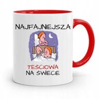 Kubek Czerwony Teściowej Najfajniejsza Na Świecie Z Nadrukiem Ze Zdjęciem
