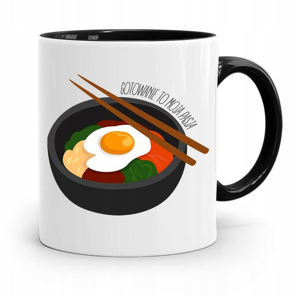 Kubek Czarny Dla Kucharza Gotowanie To Moja Pasja Z Nadrukiem Ze Zdjęciem zdjęcie 1