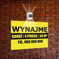 nadruk UV TABLICZKA reklamowa z lampą SZYLD dibond 40x30 WYNAJMĘ MIESZKANIE