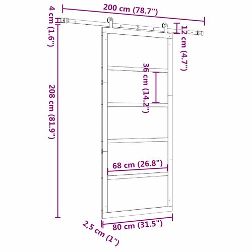 Drzwi przesuwne Brązowy 80 x 208 cm Lite drewno sosnowe na Arena.pl
