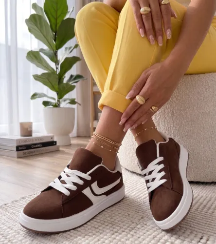 Brązowe Sneakersy Na Platformie Wilhelmina 39 na Arena.pl