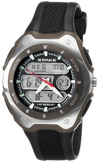 Xonix Męski zegarek sportowy, czas światowy, 8 x alarmów, WR 100M, podświetlenie, antyalergiczny
