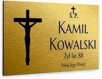 nadruk TABLICZKA NAGROBNA nagrobkowa 30x20 dibond aluminiowa złota