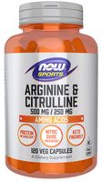 NOW FOODS L-Arginine 500 mg + L-Citrulline 250 mg (120 kaps.)