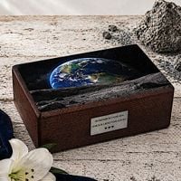 Drewniana Urna Kremacyjna dla Dorosłych Ziemia z Kosmosu Urna Pogrzebowa