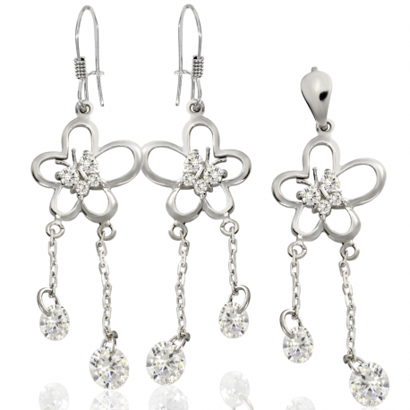 SREBRNY KOMPLET MOTYLKI Z CYRKONIAMI SREBRO PRÓBY 925 zdjęcie 1